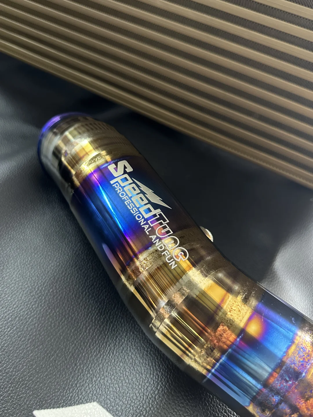 Close-up of the SpeedTune titanium pipe