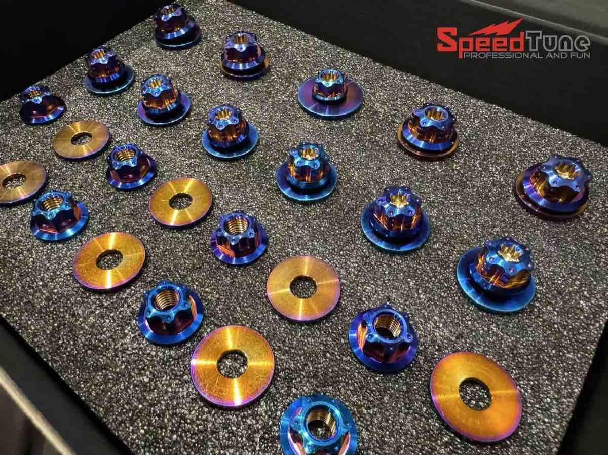 G8x Burnt-Blue Titanium Engine-Bay Screw Set — photo 2