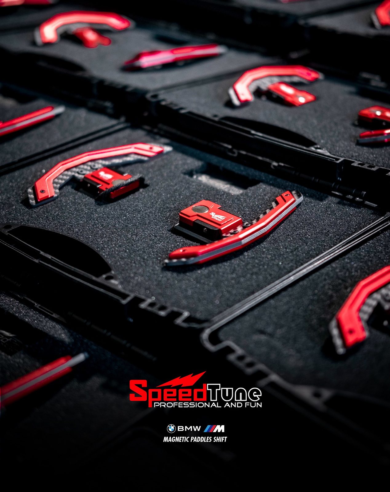 Red magnetic paddle shifters in their cases
